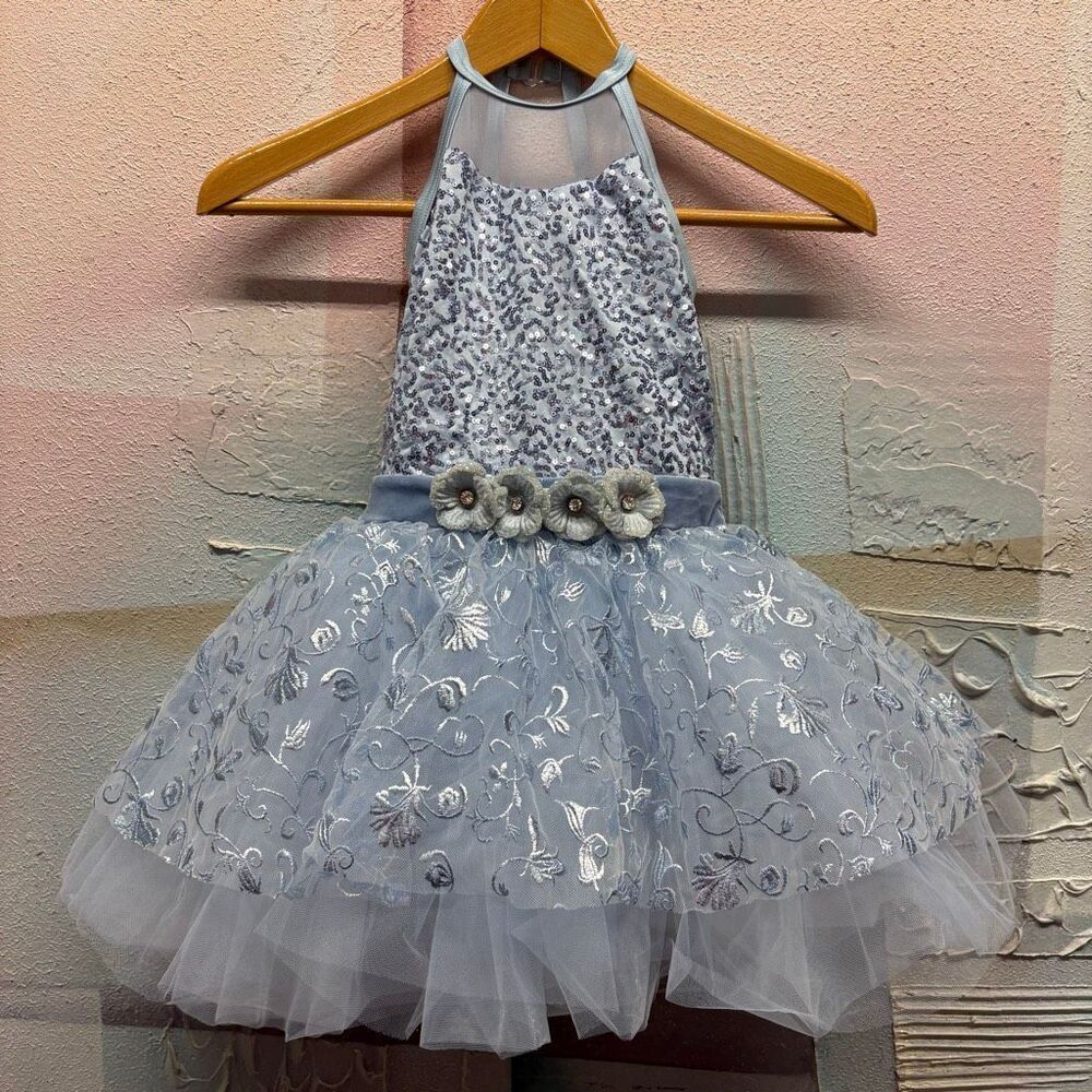 Weissman 15624 Blue Floral Ballet TuTu Dance Costume Embroidered Sequins Velvet